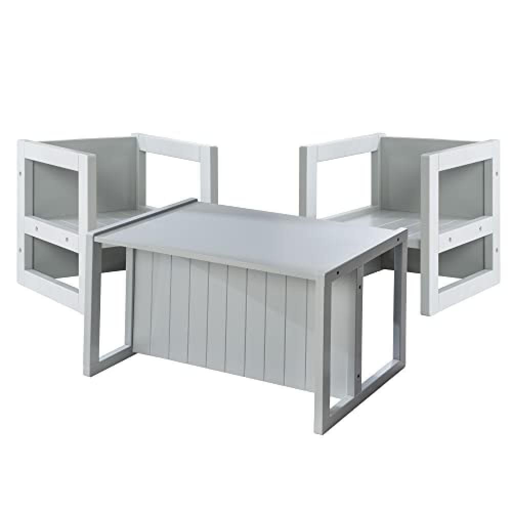 roba Set Tavolo + 2 Sgabelli per Bambini - Convertibile in Panca - Stile Country