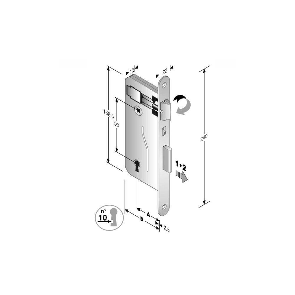 SERRATURA PATENT mm 8x90 E35 BT BRONZATA        GB