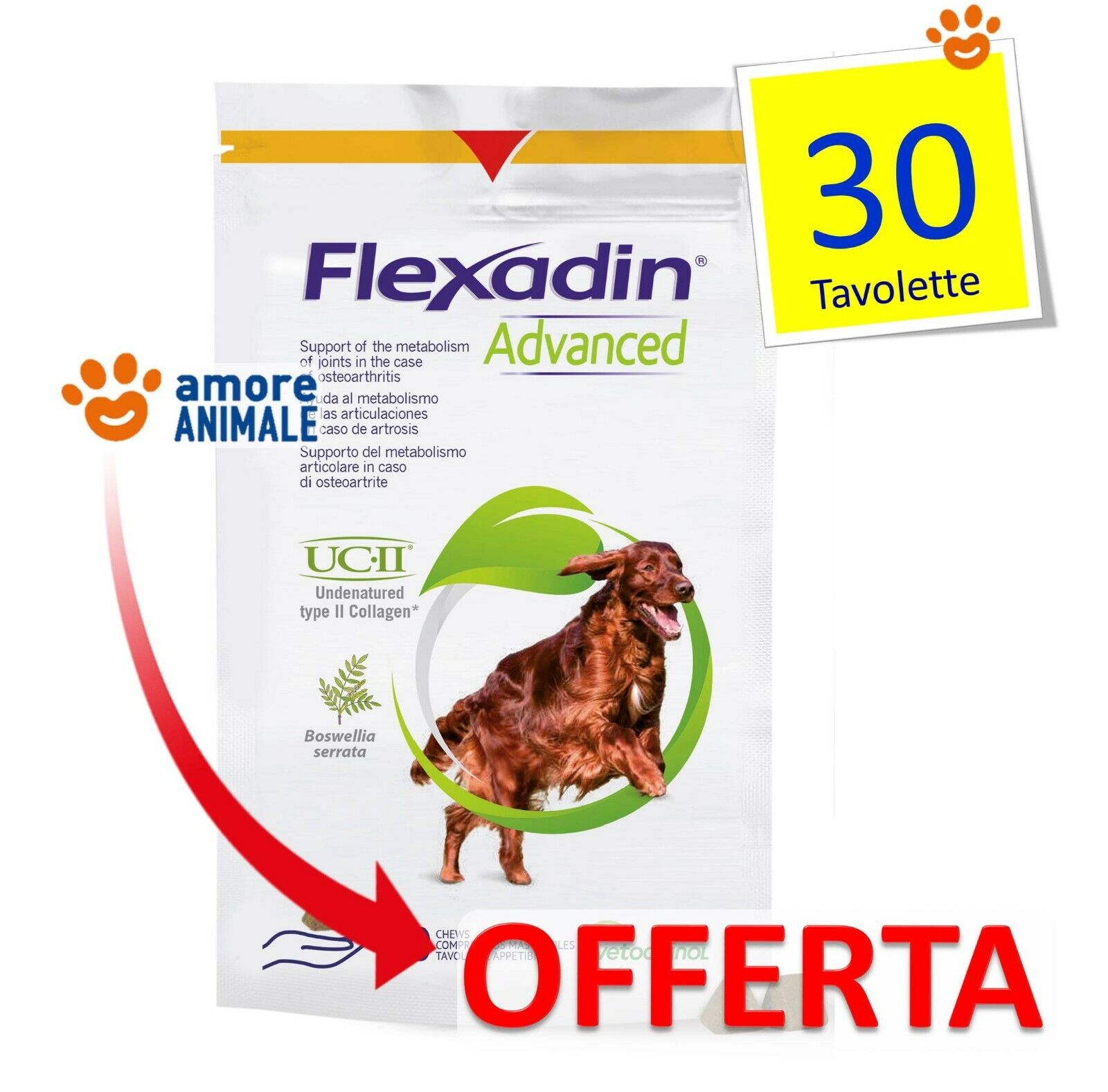 Vetoquinol Flexadin Advanced 30 Tavolette per CANI - Supporto alle articolazioni