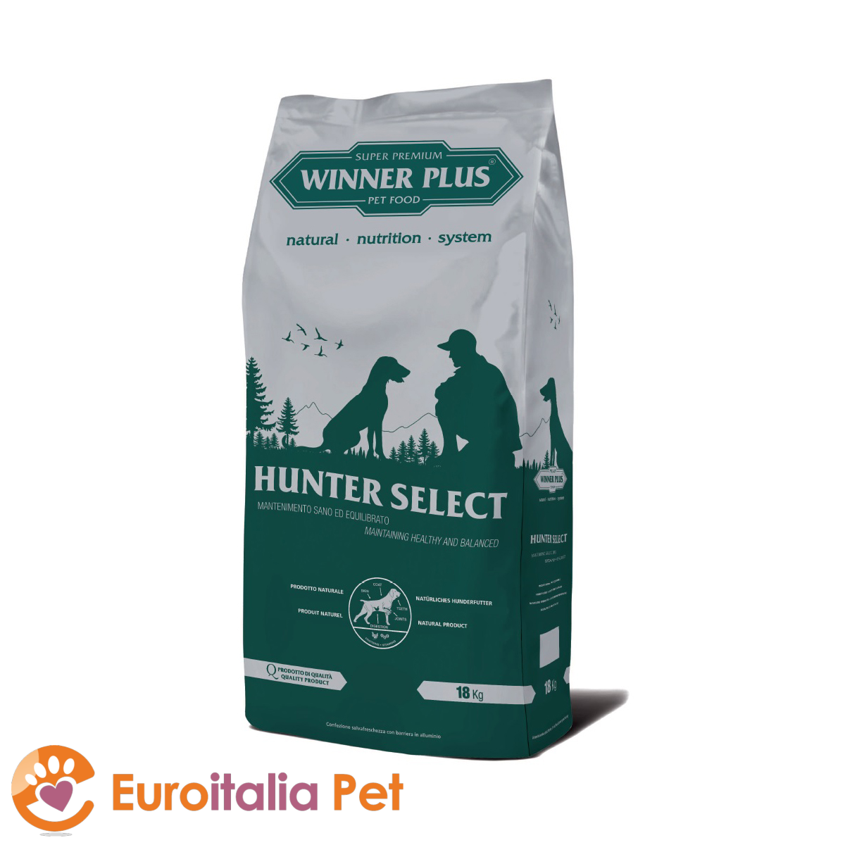 Crocchette Mangime per cane con pollo di qualità WINNER PLUS Hunter Select 18 kg