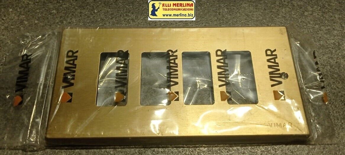 VIMAR PLACCA 4 POSTI A SCATTO ALLUMINIO BRONZO 08638.BR SERIE 8000 ORIGINAL
