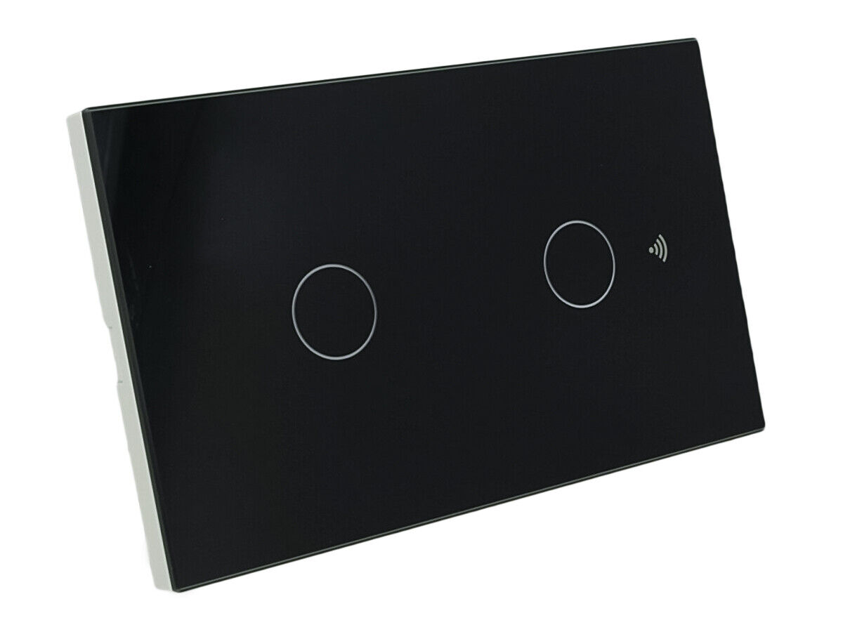 Interruttore Wifi Da Parete Pannello Touch 2 Tasti Colore Nero WiFi + RF 433 Com