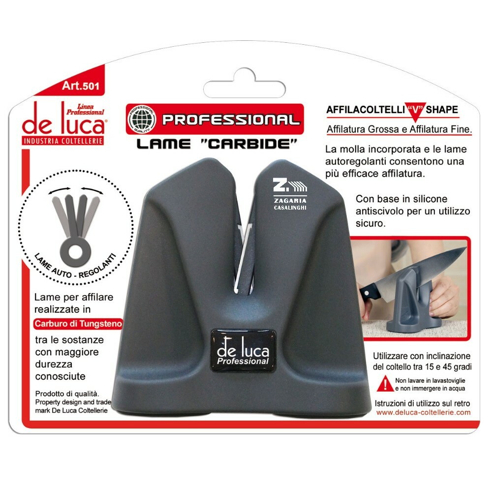 AFFILACOLTELLI PROFESSIONALE A " V " CON LAME IN CARBONIO E BASE IN SILICONE