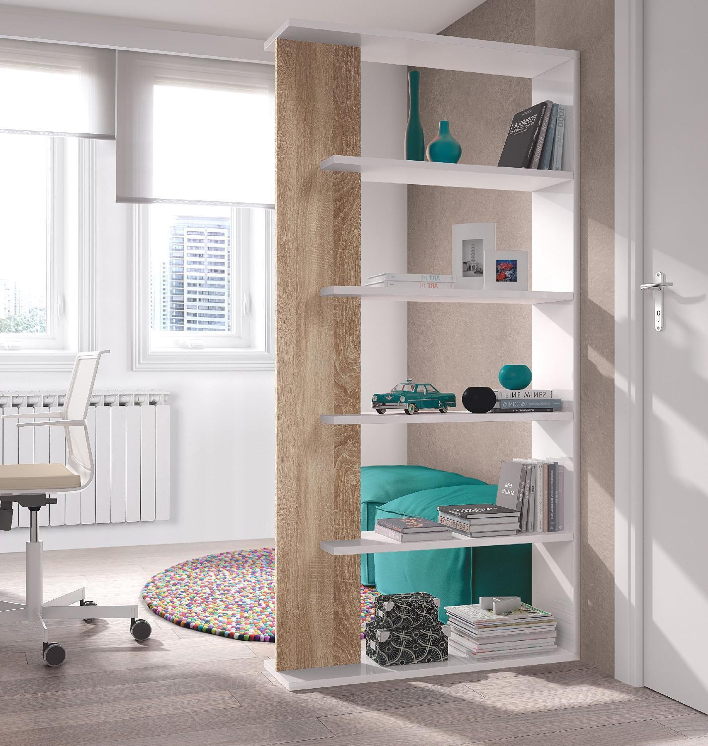 Libreria Scaffale Verticale 5 Ripiani 90x25x180h Rovere Alida FORES HABITAT
