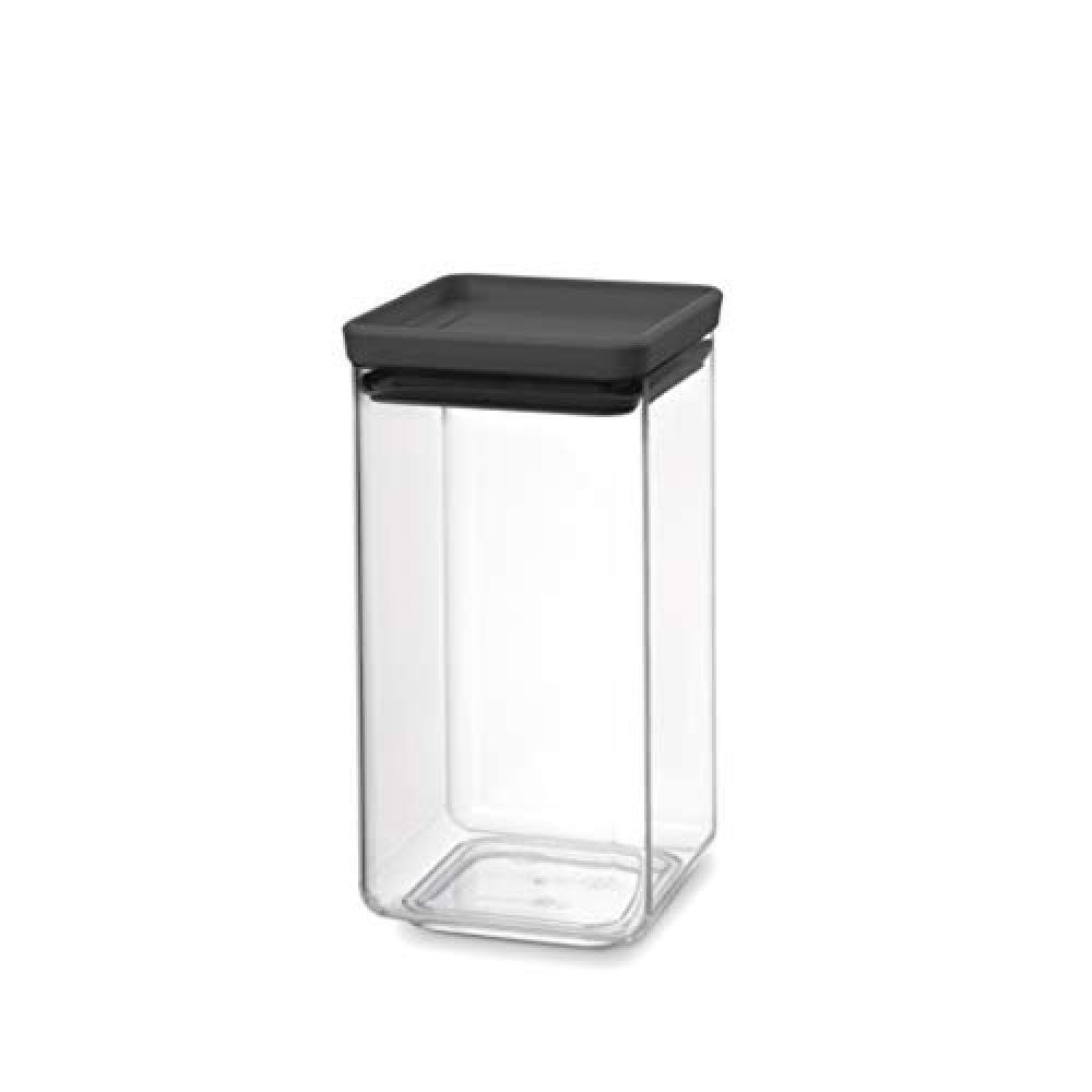 (TG. 1.6 l) Brabantia Tasty+ Stackable Square Canister 1.6 L, Dark Grey - NUOVO
