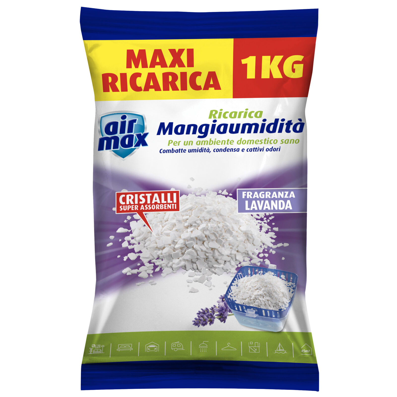 17161   Q.TA'. 6 AIRMAX ASSORBIUMIDITA RICARICA SALI 1 KG LAVANDA