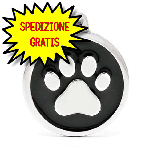 MY FAMILY MEDAGLIETTA BLACK BIG CIRCLE PAW   MFCH17BLACKPAW