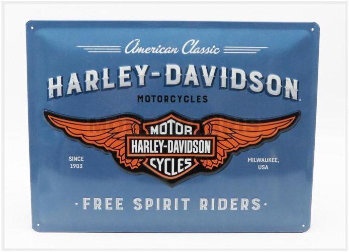EDICOLA 3D23244 ACCESSORIES - 3D METAL PLATE - HARLEY DAVIDSON LOGO - BLUE ORANG