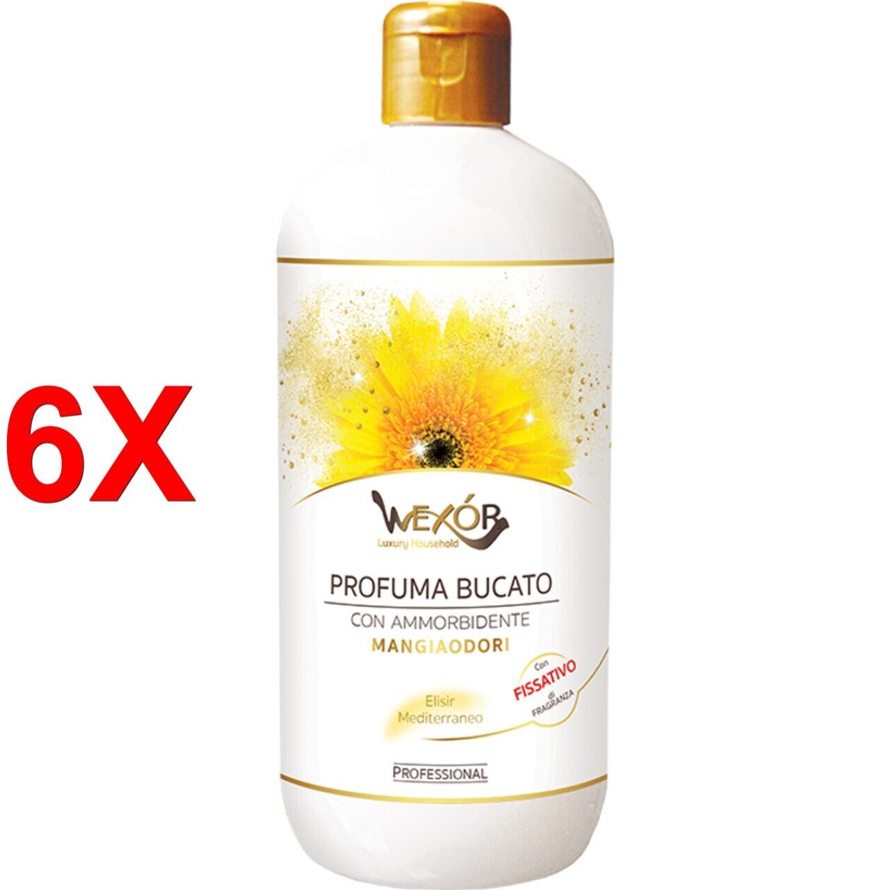6 X Wexor Elisir Profuma Bucato Con Ammorbidente Mangiaodori E Fissativo Di Fra