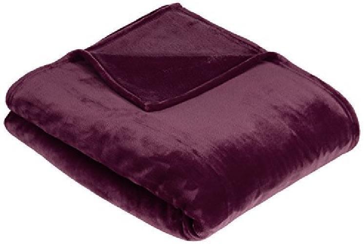 Amazon Basics   Coperta Vellutata in Pile, 168 x 229cm, colore Melanzana