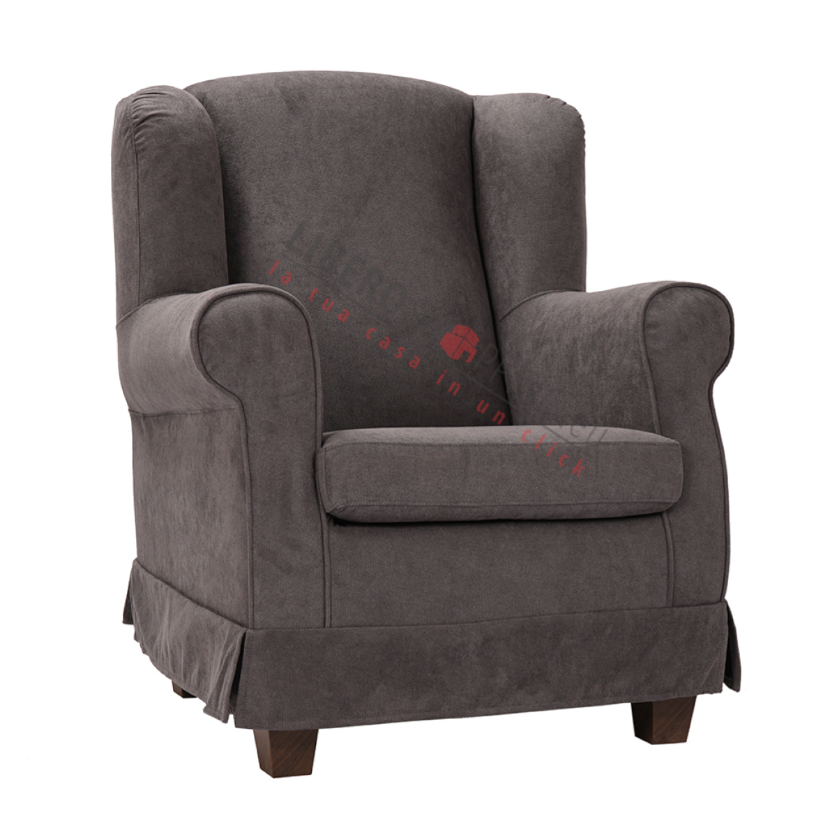 Poltrona imbottita BERGERE in tessuto sfoderabile Grigio