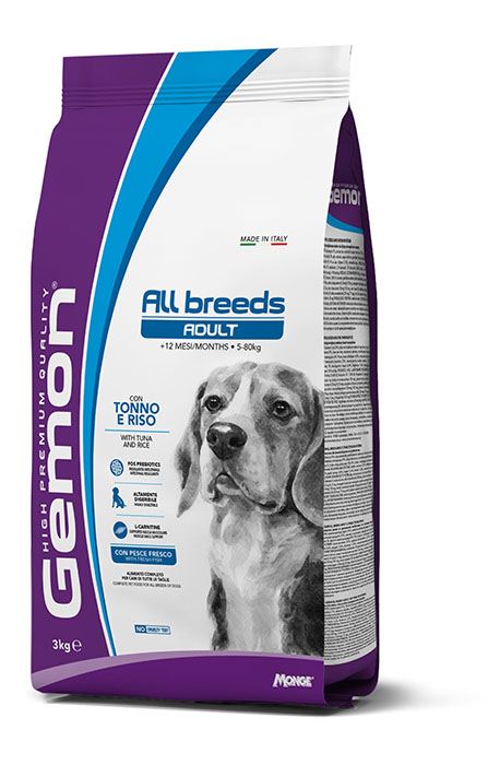 Monge Gemon All Breeds Adult con Tonno e Riso sacco kg.3 per cani adulti