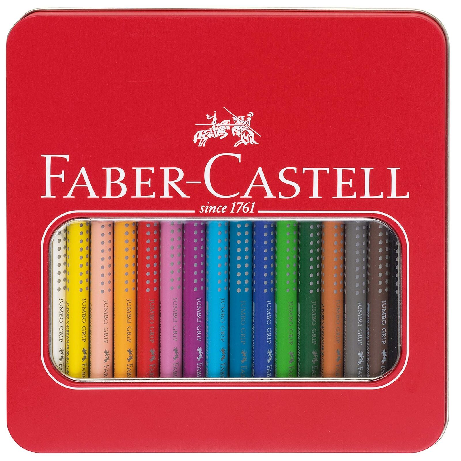 Faber - Castell Jumbo Grip Colour Pencils Tin 16 Count (Pack of 1)
