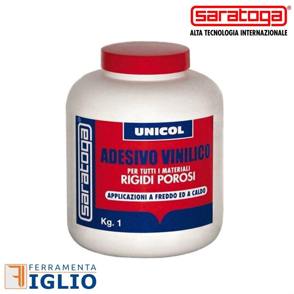 Colla Vinilica Bianca Adesivo Vinilico Unicol 1Kg per Materiali Rigidi Porosi