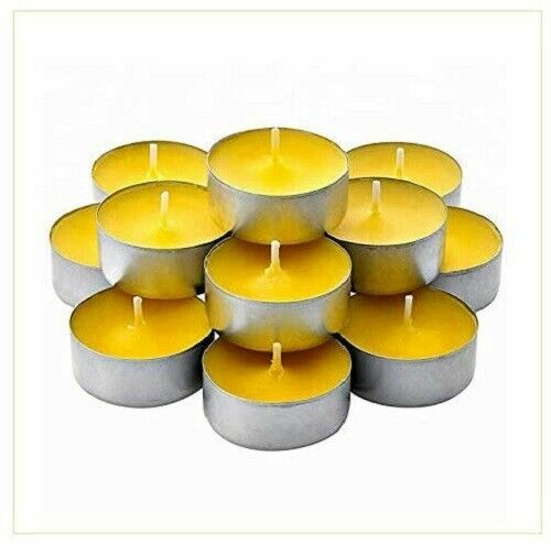 100 x  TEALIGHT CANDELE CITRONELLA CERA LUMINI TEA LIGHTS LUMINI ANTIZANZARE New