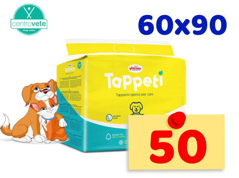 50 TAPPETINI 60x90 cm super Assorbenti per CANI → Traverse Igieniche Adesive