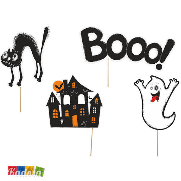 Set 4 Maxi Accessori Photobooth Halloween - Carnevale Festa Horror Fantasy Foto