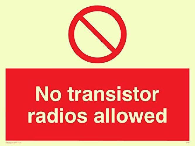 Viking segni pv51-a5l-pv"No transistor radio Allowed" Sign, sticker, Fotolumines
