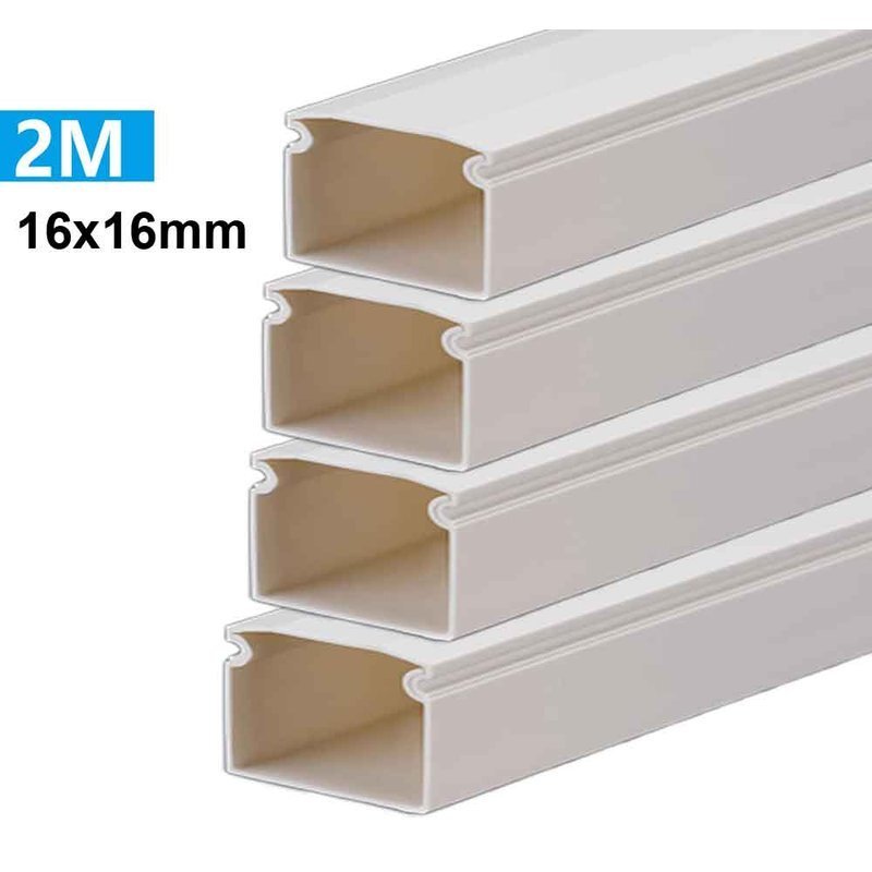8 Metri Canaline Passacavi In PVC Con Biadesivo e Coperchio 16mm*16mm Bianco - 4