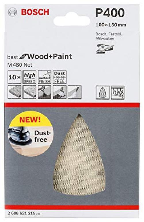 Bosch Professional 2608621215 Triangolo Abrasivo M480 Best for Wood and Paint, L