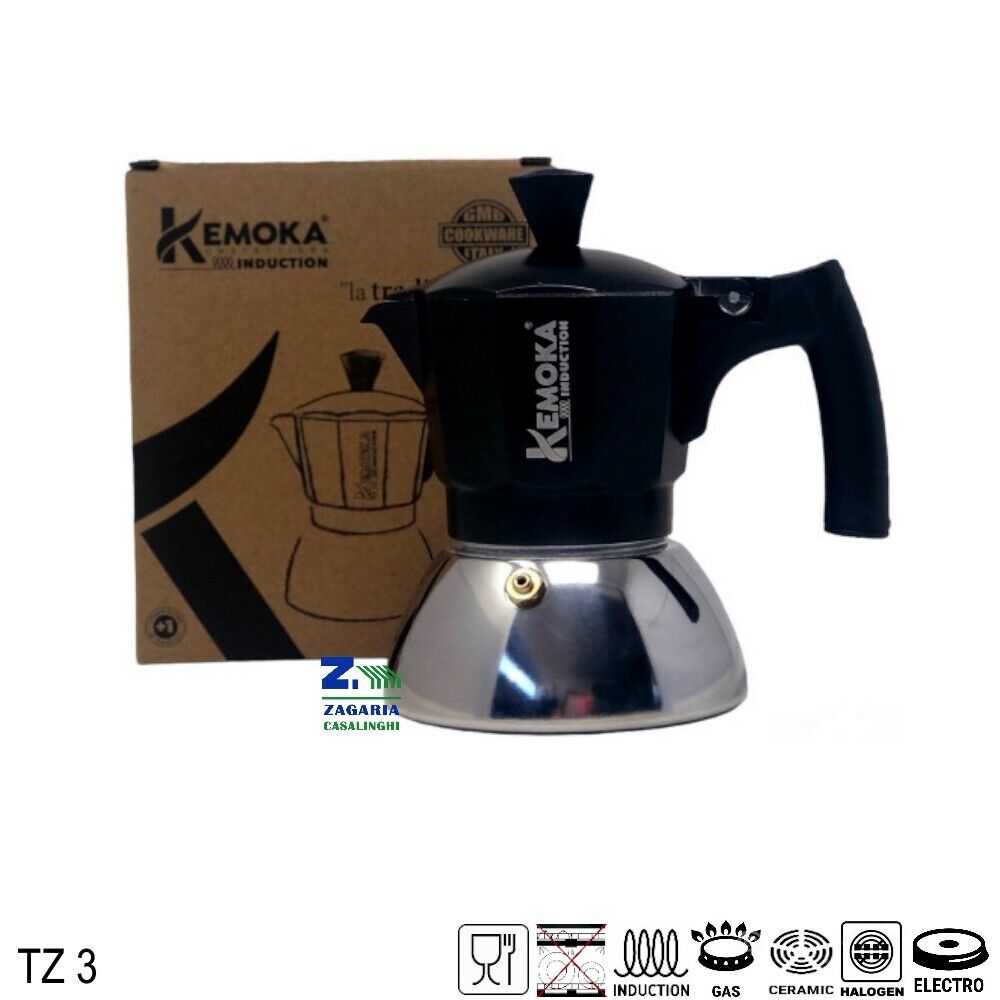 CAFFETTIERA KEMOKA INDUCTION TZ 3 DESIGN ELEGANTE IDONEA ANCHE PER INDUZINE