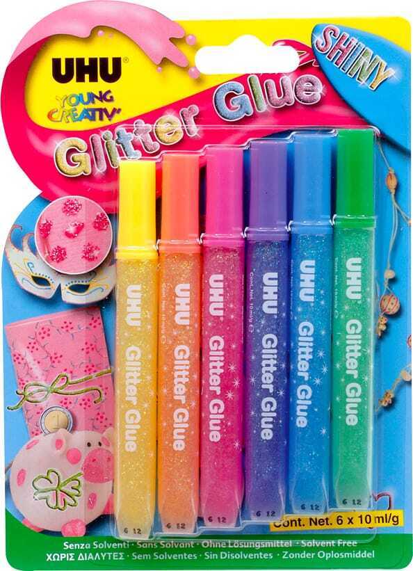 Confezione 6 Glitter Glue Shiny 10Ml Uhu D1641