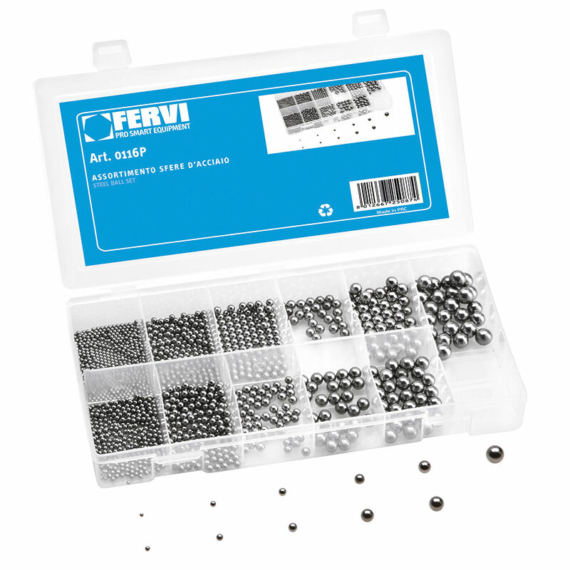 Assortimento sfere in acciaio cromate in pollici codice 0116P marca FERVI