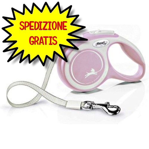 GUINZAGLIO FLEXI NEW COMFORT TG XS CON FETTUCCIA 3 MT ROSA/GRIGIO