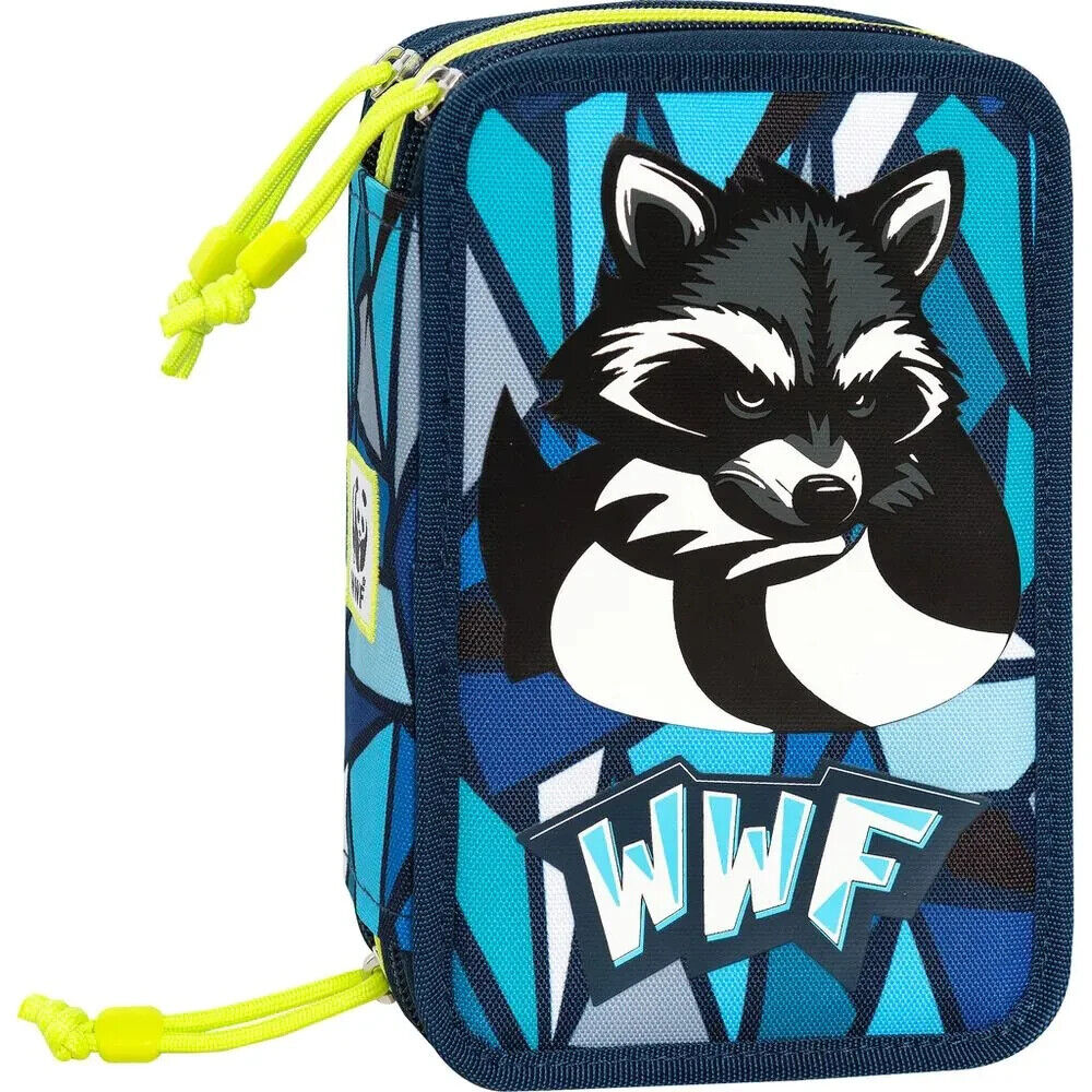 Astuccio 3 zip completo Scuola WWF Illustrato Procione per Bambino - Novità 2025