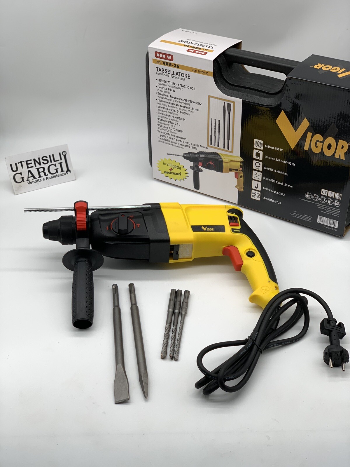 TRAPANO TASSELLATORE SCALPELLATORE DEMOLITORE SDS PLUS 800W  3,0 J DI COLPO