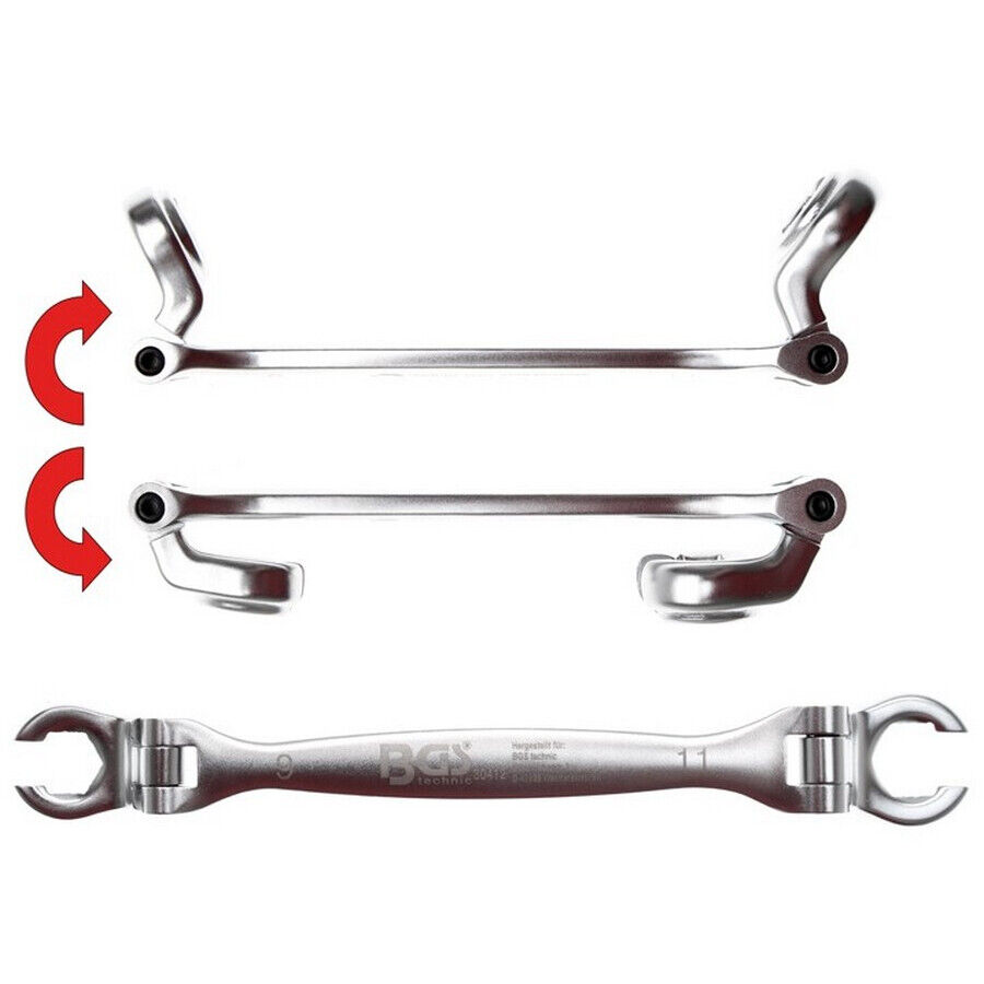 chiave doopio snodo racc.tubi 9+11mm - codice bgs30412 BGS officina