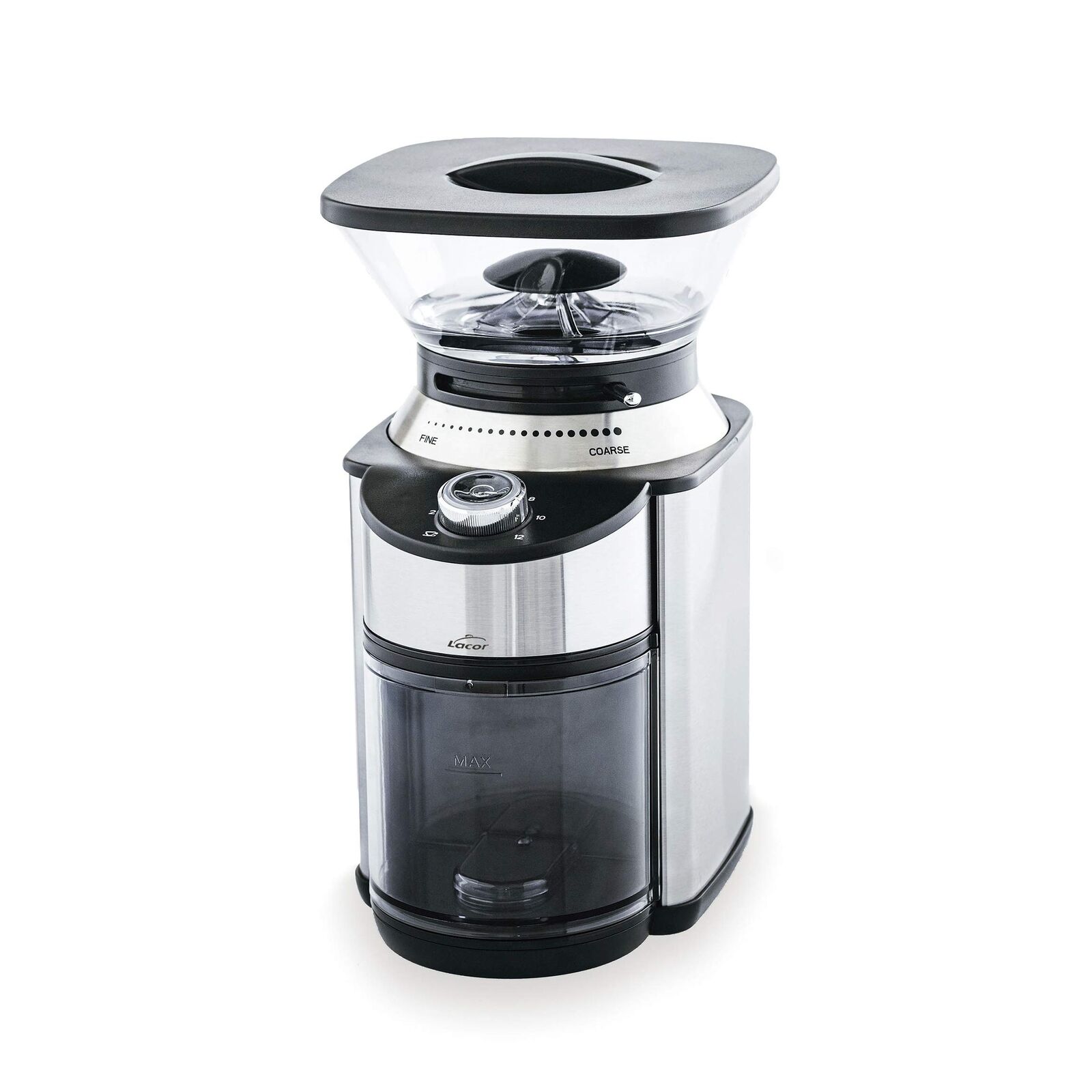 Lacor - 69485  Macinacaffè elettrico Kaldi, piastre coniche in acciaio inox, 20