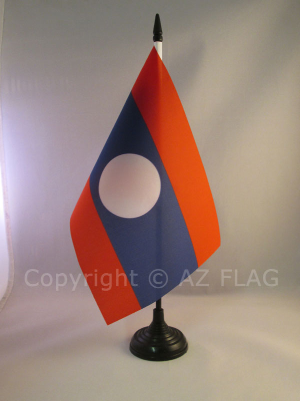 BANDIERA DA TAVOLO LAOS 21x14cm - PICCOLA BANDIERINA LAOTIANA 14 x 21 cm - Nuova