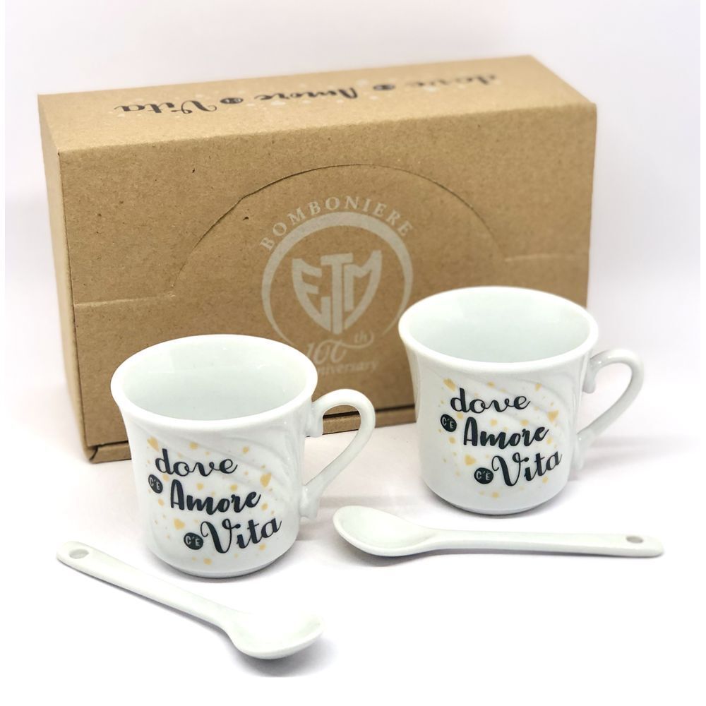 FANTASIA Set Regalo da 2 Tazze Tazzine da caffè in porcellana BOMBONIERA 0UZU