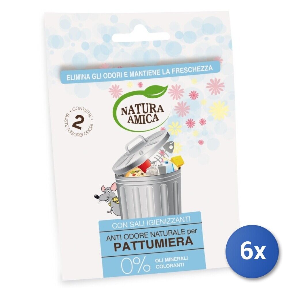 6x Natura Amica Deodorante Pattumiera Busta