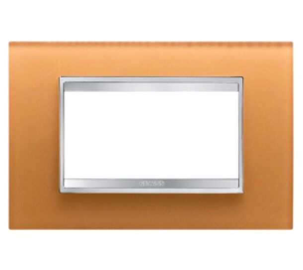 GEWISS GW 16204CO PLACCA CHORUS LUX 4 MODULI VETRO OCRA