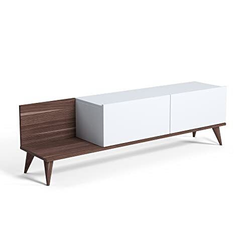 Amazon Movian - Tavolino da TV 152 x 35 x 43 cm, colore bianco-noce