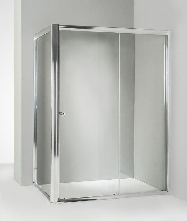 Box doccia angolare anta fissa porta scorrevole 80x120 cm trasparente