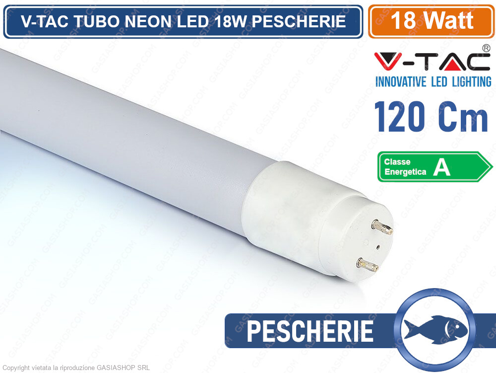 V-TAC VT-1228 SMD TUBO LED T8 G13 18W LAMPADINA 120CM PER PESCHERIE - SKU 6325