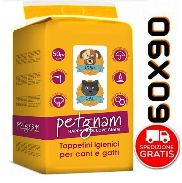 200 Tappetini assorbenti 60x90 traverse igieniche Petgnam per cani cuccioli