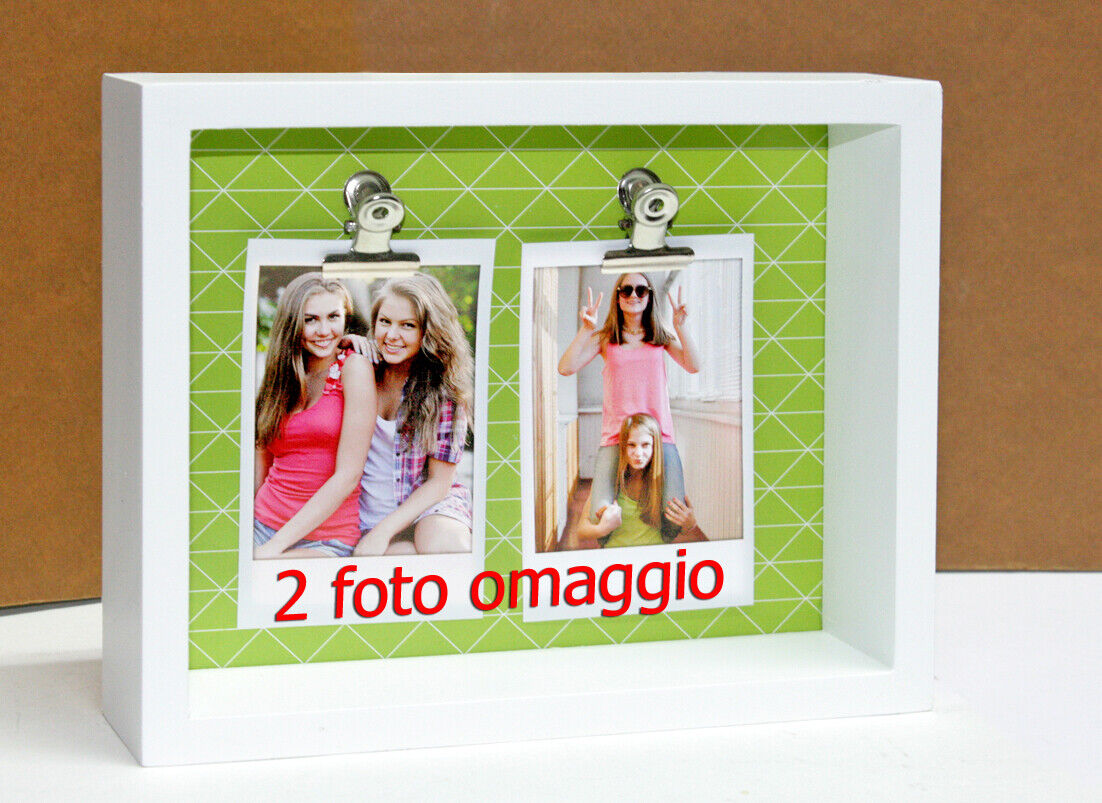Cornice portafoto in legno foto Fuji Instax Mini o Polaroid 6x9 cm  Verde  Frame