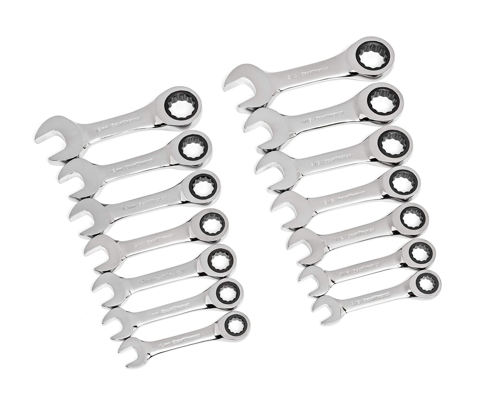 GearWrench Set di chiavi combinate SAE/metriche a cricchetto a 12 punti, (r3v)