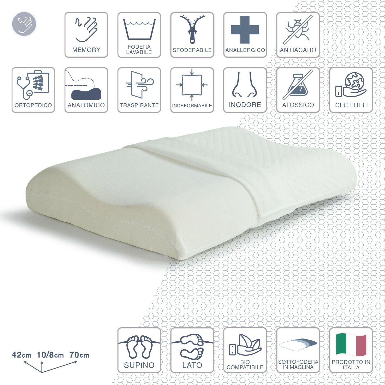 Guanciale - Memory Cervical No Stress - Made in Italy