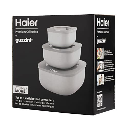 Haier HAGSM4080 Set di Tre Contenitori Ermetici per Alimenti, Lavabile in (V3w)