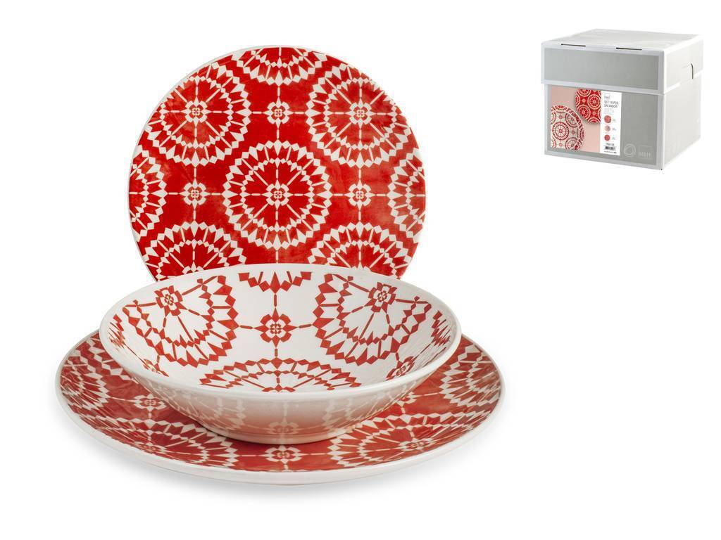 H&H Servizio Tavola 18 Pezzi Salvador In Stoneware Decorato
