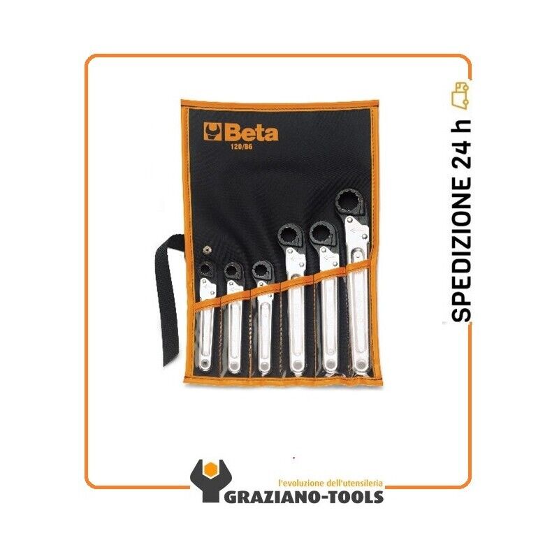 SERIE DI 6 CHIAVI A CRICCHETTO POLIGONALI APERTE BETA 120/B6