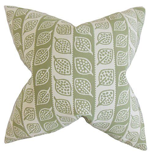 The Pillow Collection Ottilie Foliage Cuscino, Verde