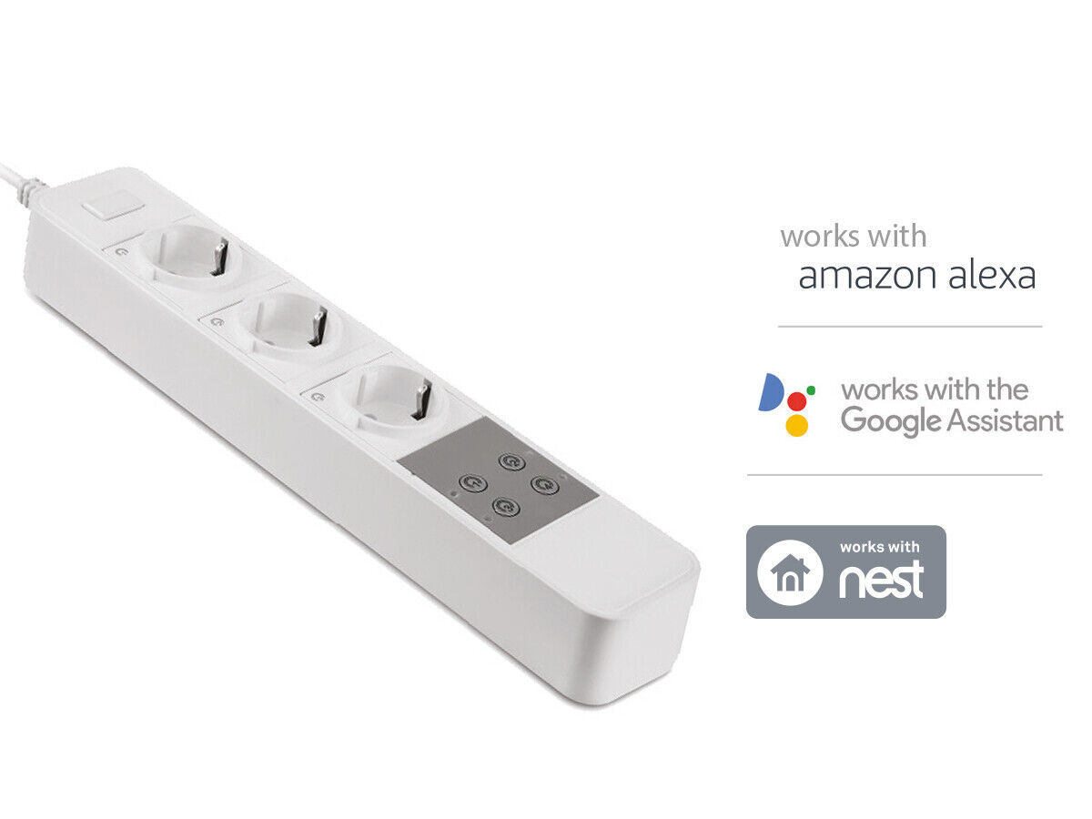V-TAC WiFi Power Strip Ciabatta Multipresa Elettrica Con 3 Prese Schuko