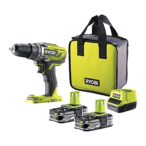 Ryobi R18DD3-215S Trapano Avvitatore a Batteria 18V ONE+, Include Due Batterie d