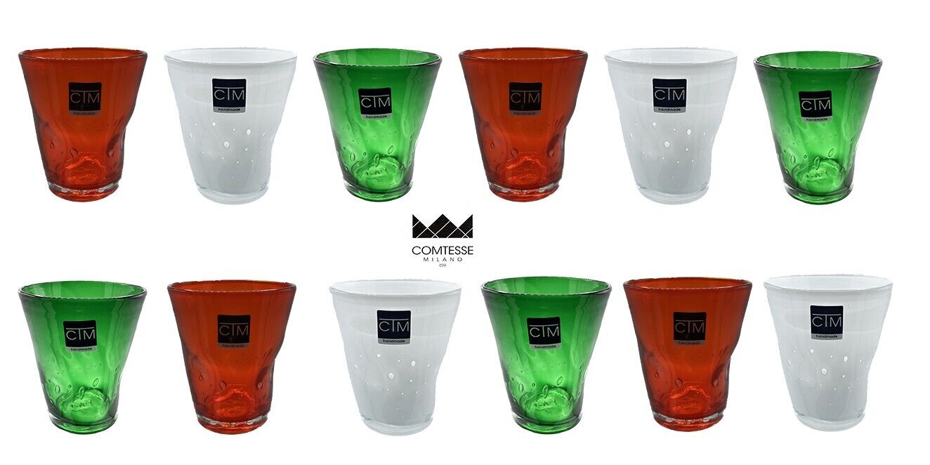 CTM Comtesse - Samoa - bicchieri Acqua h cm 10 -  Rosso/Verde/Bianco 12pz